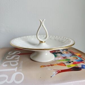 Lenox Embossed Heart Venus Collection Center Handle 7" Footed Candy Trinket Dish